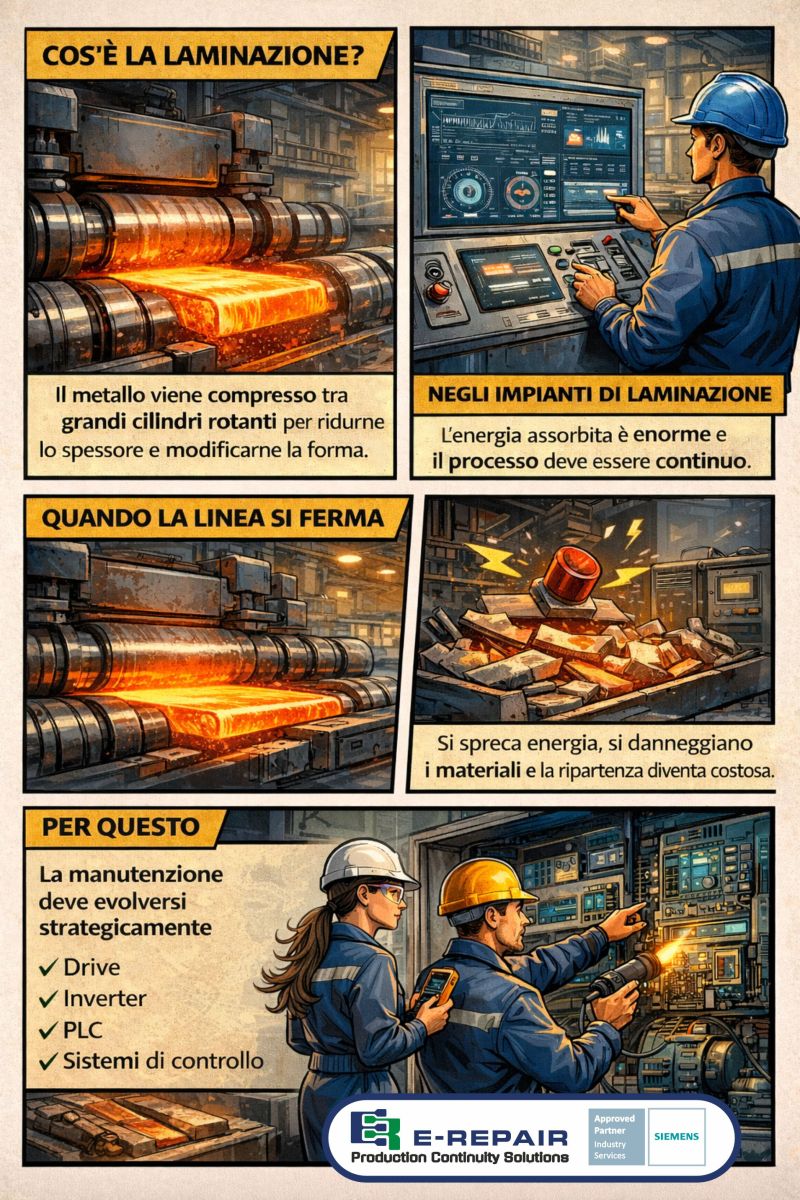 Focus Laminazione metalli processo manutenzione industriale
